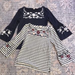 J.CREW Floral Embroidered Tops; Sz Small; Set of 2